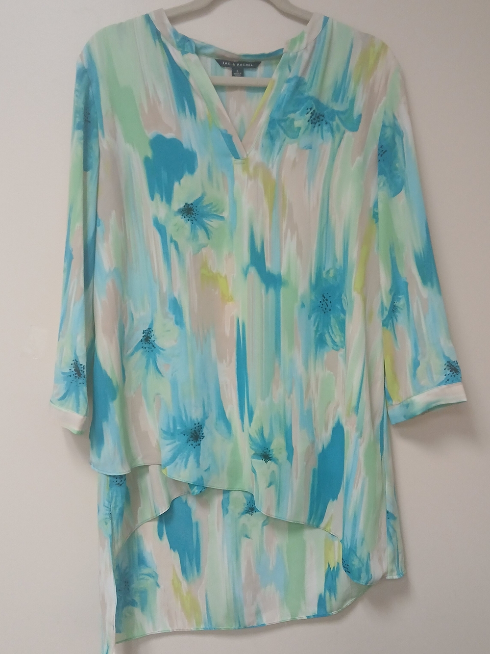 Zac & Rachal Blue Floral High-Low Tunic Top